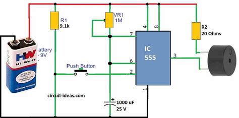 Adjustable Timer Circuit using 555 IC with Buzzer - Circuit Ideas for You