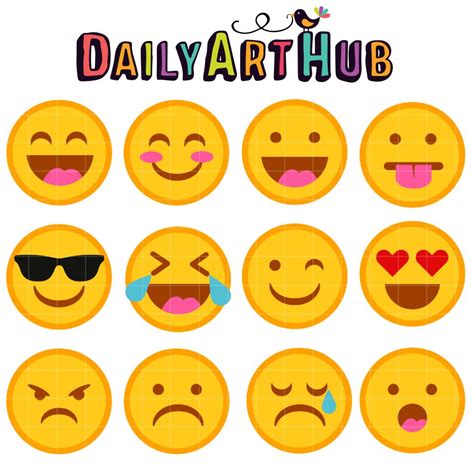 Cute Emoticons Clip Art Set – Daily Art Hub // Graphics, Alphabets & SVG