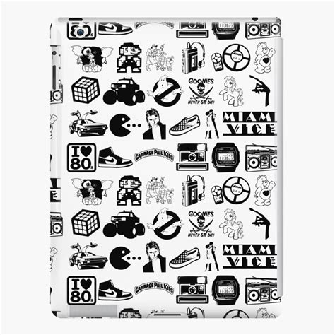 "80s Pop Culture Icons - Multi - Black on White" iPad Case & Skin by ...