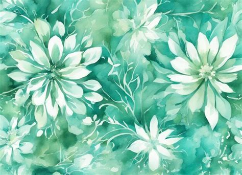 Premium Photo | A watercolor turquoise green white flower