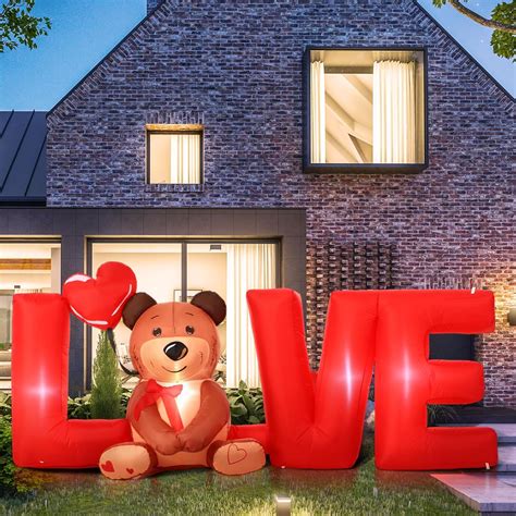 Amazon.com: Shappy 9 FT Valentine's Day Inflatables Outdoor Decorations Love Letters with Bear ...