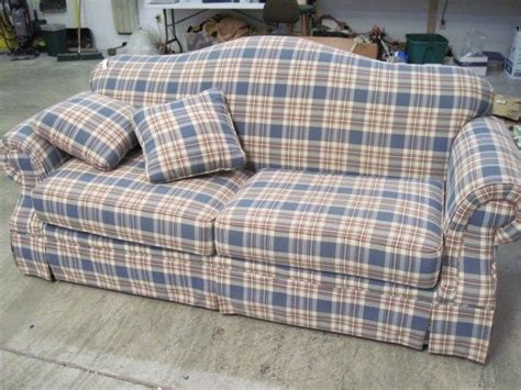 Country+Plaid+Sofa+and+Loveseat | Broyhill Roll Arm Light Blue Sofa ...