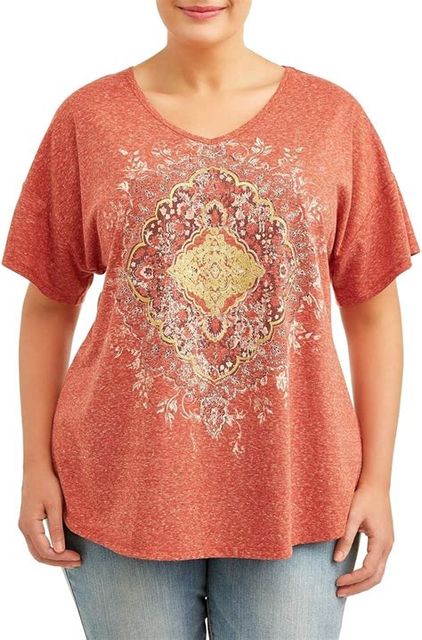 Amazon.com: Terra & Sky Women's Plus Size Short Sleeve Graphic Top ...