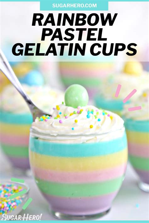 Pastel Rainbow Gelatin Cups - SugarHero