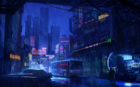 1440x900 Futuristic City Dark Evening Rain 4k Wallpaper,1440x900 ...