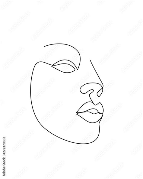 Abstract woman face. Continuous line drawing. Minimalist art . Head ...