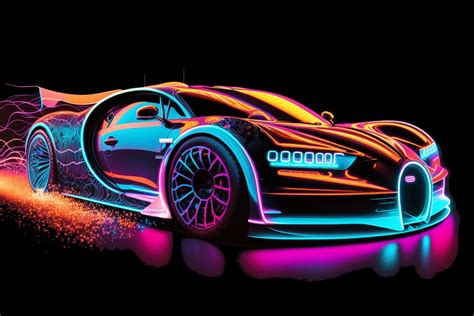 Bugatti Neon Style Digital Downloads Sports Car Wall Art Home Decor 1 H ...