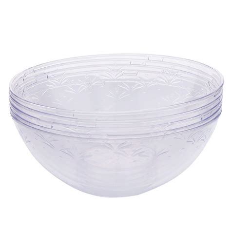 5 Disposable Salad Bowls Clear Hard Plastic Serving Bowls Soup BBQ Party 1500ml 713153939447 | eBay