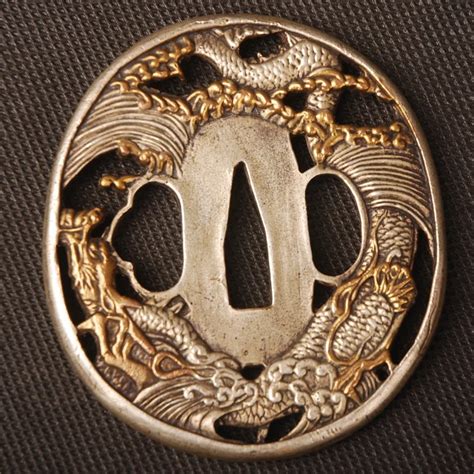 Gold & Silver High grade Brass Tsuba Hand Guard for Japanese Sword ...