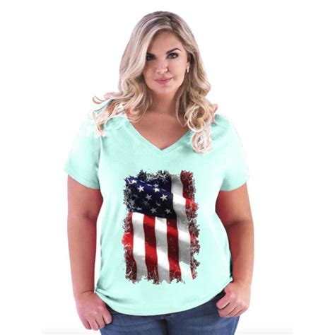 IWPF - Womens and Womens Plus Size American Flag 4th of July Curvy V ...