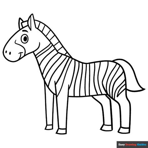 Cartoon Zebra Coloring Page | Easy Drawing Guides