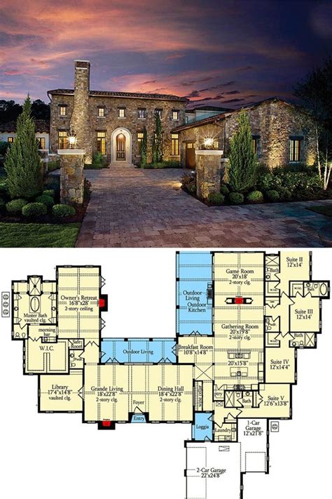 5-Bedroom Single-Story Tuscan Villa (Floor Plan) | Tuscan house plans ...