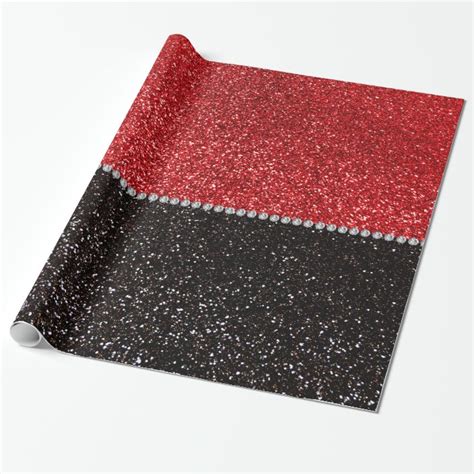 Red and black glitter wrapping paper | Zazzle.com