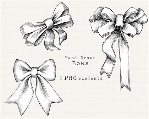 Ribbons and Bows Clip Art Hand Drawn Bow PNG Christmas Bow | Etsy