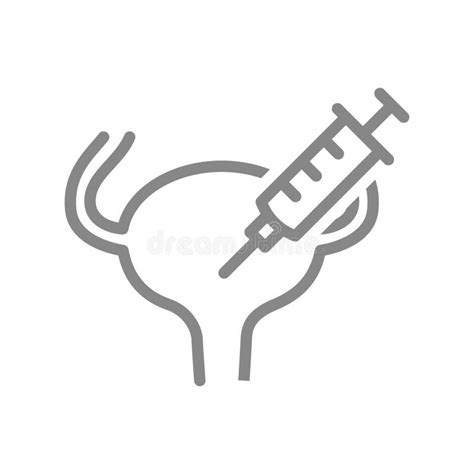 Medical Syringe and Bladder Line Icon. Bladder Catheter, Urinary Tract Infection, Treatment ...