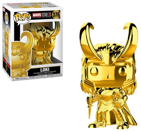 Funko Marvel Studios 10 POP Marvel Loki Vinyl Bobble Head 376 Gold Chrome - ToyWiz