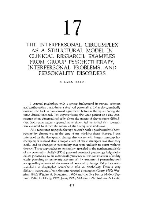 (PDF) The interpersonal circumplex as a structural model in clinical research: Examples from ...