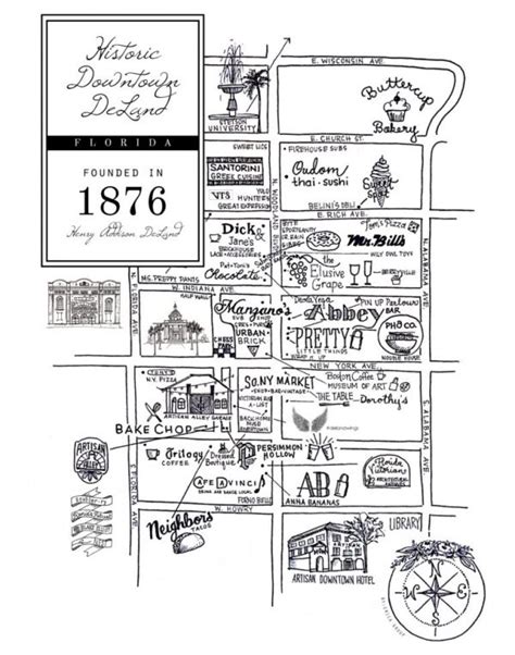 Downtown DeLand Historic District Illustration | Buy Online Now