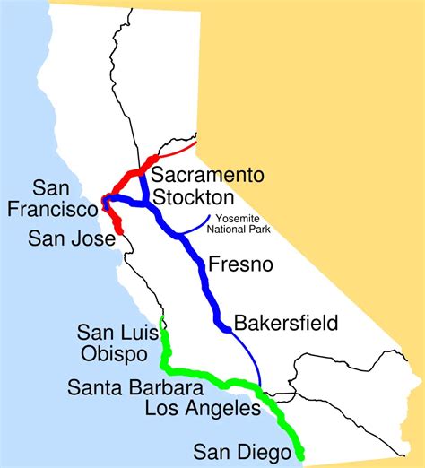 Amtrak California Simplified Map • Mapsof.net