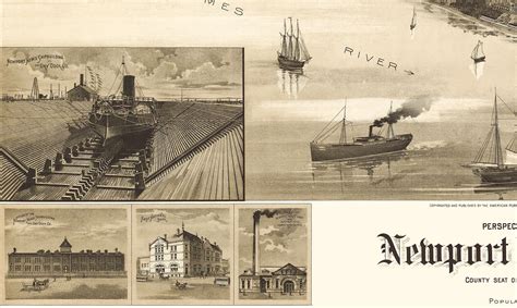 Newport News, Virginia in 1891- Bird's Eye View Map, Aerial, Panorama ...