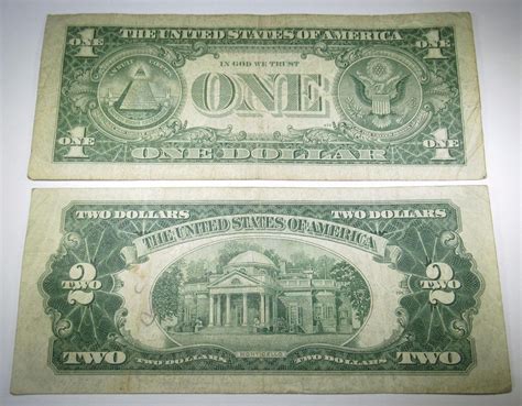 1953 U.S. Two Dollar Bill & US 1 Silver Certificate Antique Currency 2 Old Notes | #1893265603