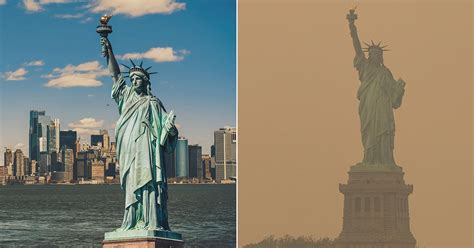 New York City blanketed in 'Mars-like' smog in 'apocalyptic' before and after pics - Mirror Online