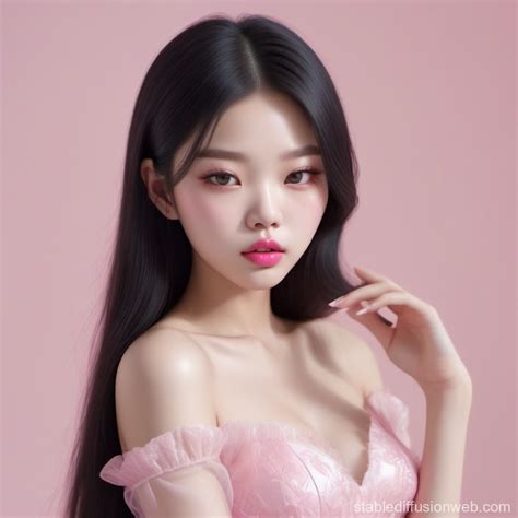 Korean Princess with Pink Lip Gloss | Stable Diffusion Online