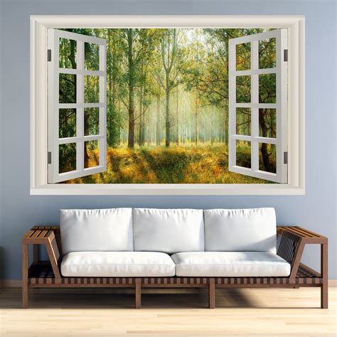 VWAQ Landscape Wall Decals Window - Nature Scene Vinyl Mural For Wall