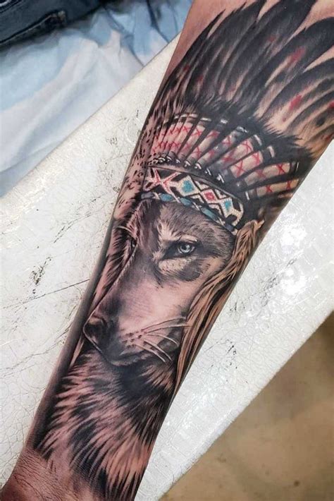 Native American Wolf Tattoo Flash