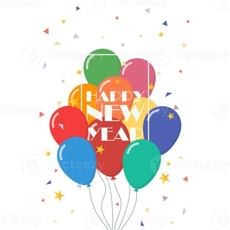 Happy new year with balloons 30953803 PNG