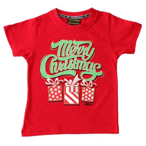 Kids Boys Girls Christmas Xmas T Shirt Tree 100% Cotton Red NEW - FIL