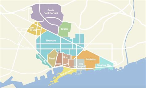 Neighborhoods of barcelona map - Map of barcelona spain neighborhoods ...