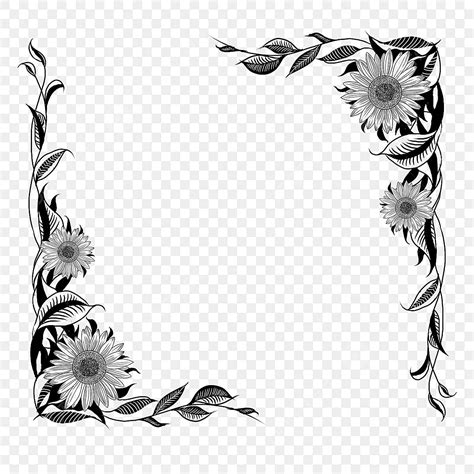 Sunflower Clipart Black And White Border