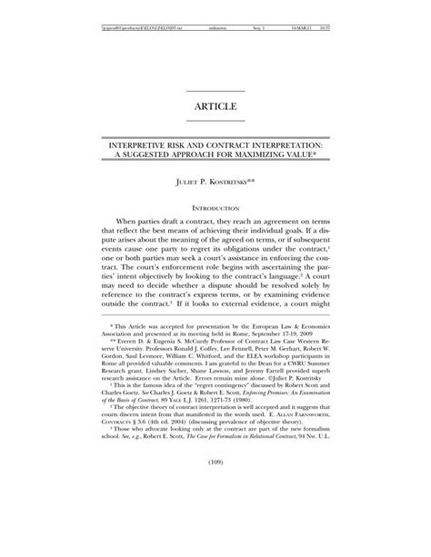 (PDF) Interpretive Risk and Contract Interpretation: A - Elon University - DOKUMEN.TIPS