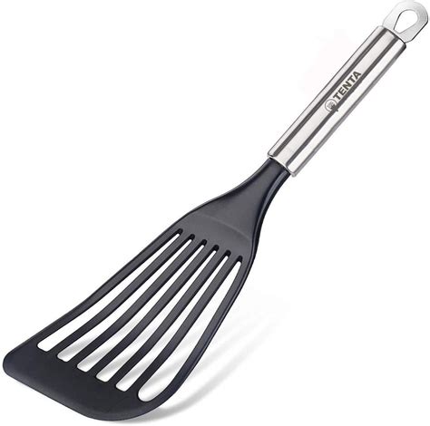 TENTA TENTA KITCHEN Nonstick cookware Thin Slotted Spatula Turner Flexible Nylon Plastic Metal ...