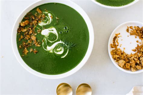 GREENS SOUP WITH CREME FRAICHE & GARLIC CARAWAY BREADCRUMBS. | Kale & Caramel