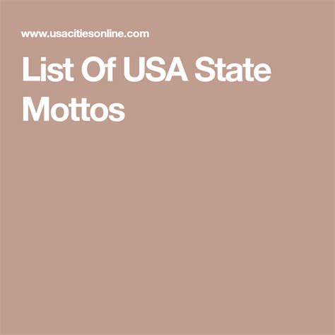 List Of USA State Mottos | State mottos, Motto, Slogan