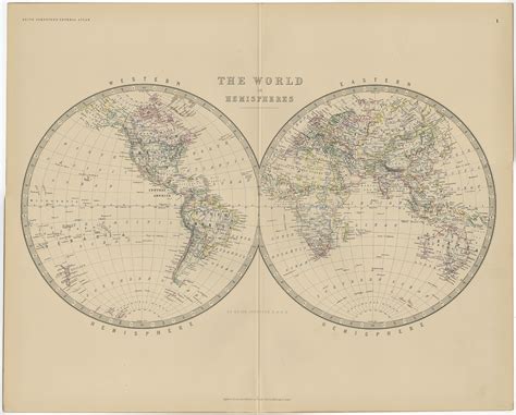 Antique World Map by Johnston (1882)