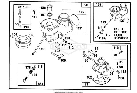 Briggs and Stratton 082352-2549-01 Parts Diagram for Carburetor Assembly