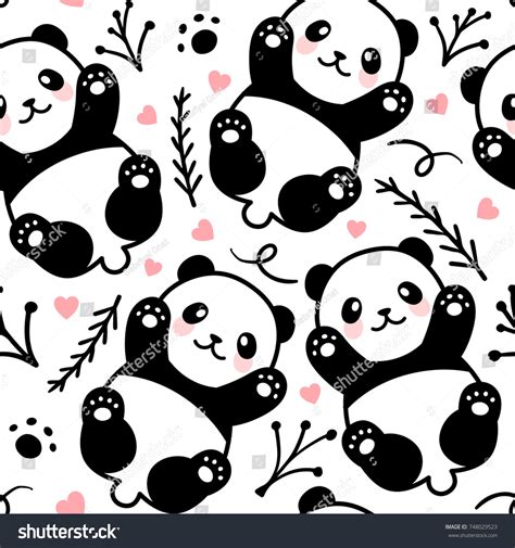 Cute Cartoon Panda Seamless Pattern Background Stock Vector (Royalty ...