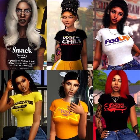 Random Urban Graphic Tees | Afrosimtricsimmer | Sims 4, Sims 4 children, Sims