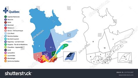 Province Quebec Map Counties Borders Administrative Stock Vector (Royalty Free) 2237521287 ...