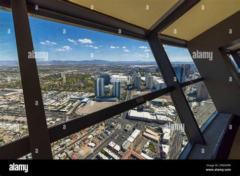 Beautiful view from above on Las Vegas from window of observation deck of hotel- casino The ...