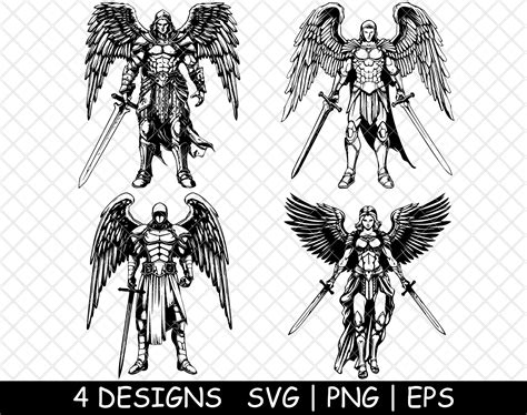 Archangel Warrior Angel Sacred Divine Protector SVG-PNG-EPS cut-cricut-sticker-clipart-laser ...