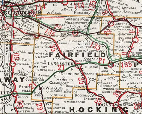 Fairfield County, Ohio 1901 Map Lancaster, OH