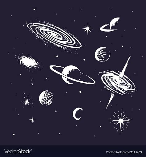 Collection of space objects Royalty Free Vector Image