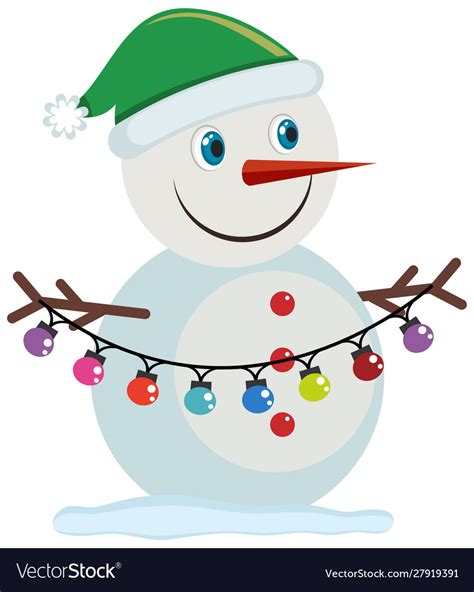 Snowman Clipart With Christmas Lights