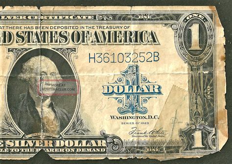 1923 Large Silver Certificate One Dollar Bill Blue Seal Note Bill