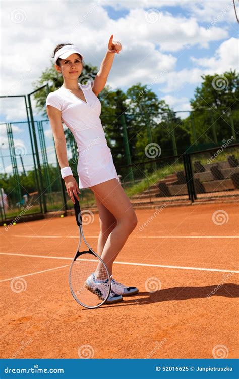 Young Woman Tennis Player on the Court Stock Image - Image of activity ...