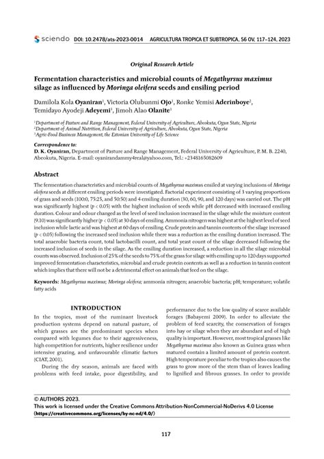 (PDF) Fermentation characteristics and microbial counts of Megathyrsus maximus silage as ...